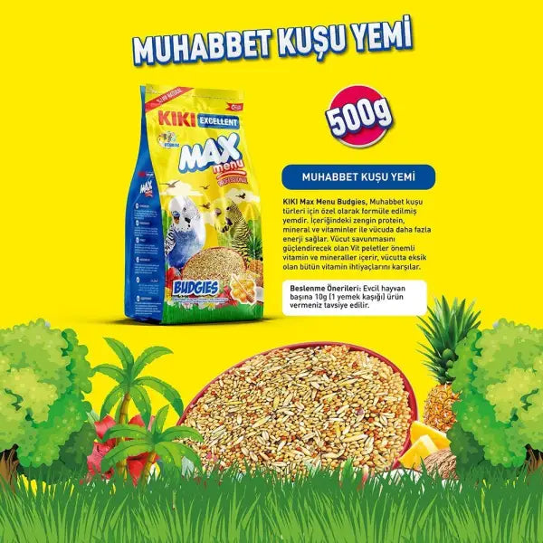 Kiki Excellent Max Menu Ballı Muhabbet Kuşu Yemi 500 Gr