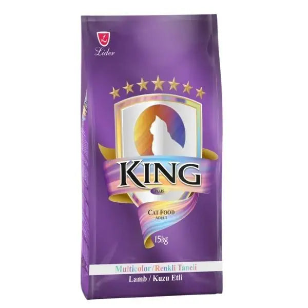 King Multicolor Renkli Taneli Kuzu Etli Yetişkin Kedi Maması 15 Kg