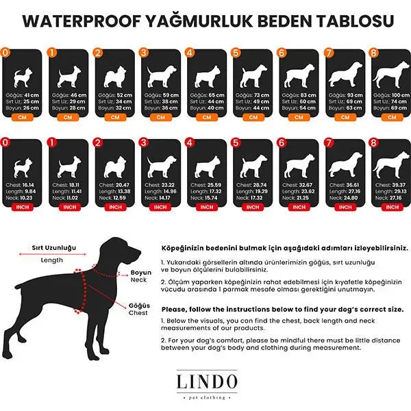 Lindo Dogs Aqua İçi Fileli Su Geçirmez Köpek Yağmurluğu Mavi Beden 2