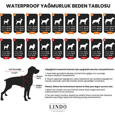 Lindo Dogs Aqua İçi Fileli Su Geçirmez Köpek Yağmurluğu Mavi Beden 3