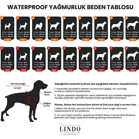 Lindo Dogs Aqua İçi Fileli Su Geçirmez Köpek Yağmurluğu Mavi Beden 8