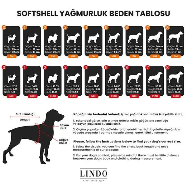 Lindo Dogs Softshell Black Skull Köpek Yağmurluğu Siyah Beden 8