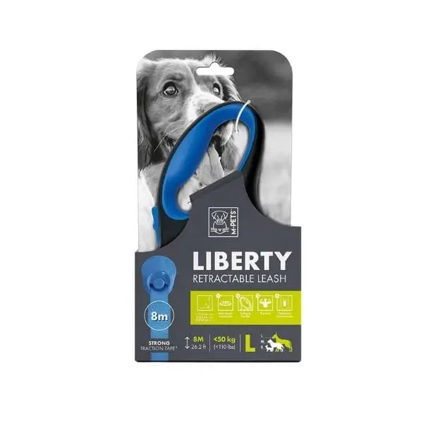 M-pets Liberty şerit Otomatik Köpek Gezdirme Kayışı 8 Mt Mavi Large