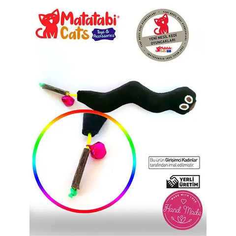 Matatabi Cats Wormy Tırtıl şeklinde Kedi Oyuncağı Siyah 11 Cm