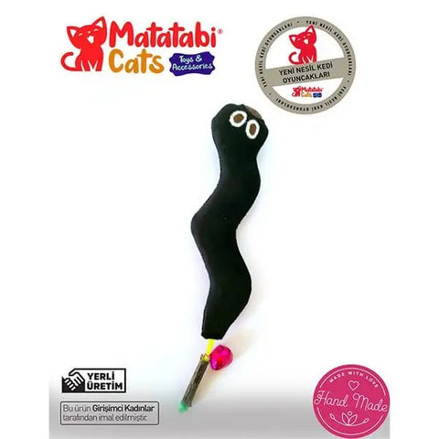 Matatabi Cats Wormy Tırtıl şeklinde Kedi Oyuncağı Siyah 11 Cm