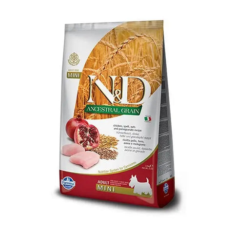 N&d Düşük Tahıllı Tavuk ve Narlı küçük Irk Yetişkin Köpek Maması 2.5 Kg
