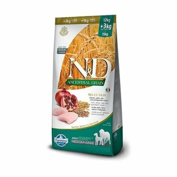 N&d Düşük Tahıllı Tavuklu Orta ve Büyük Irk Yetişkin Köpek Maması 12 + 3 Kg Hediyeli