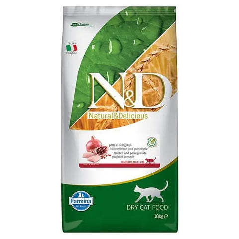 N&d Prime Tavuk ve Narlı Kısırlaştırılmış Tahılsız Kedi Maması 10 Kg