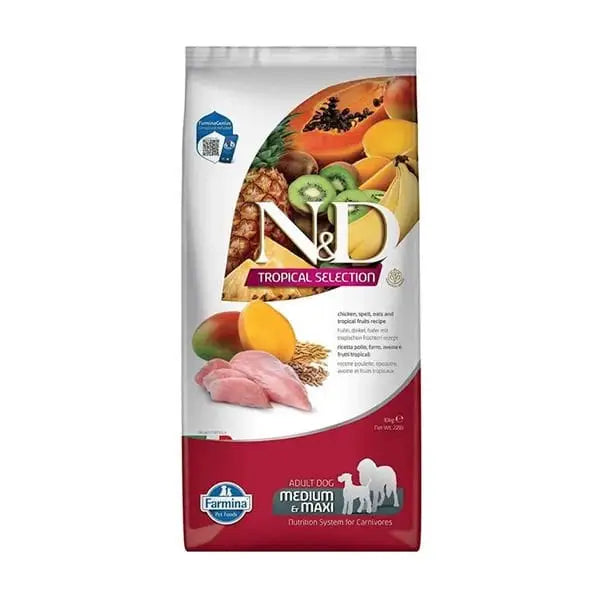 N&d Tropical Selection Tavuklu ve Meyveli Orta Büyük Irk Yetişkin Köpek Maması 10 Kg