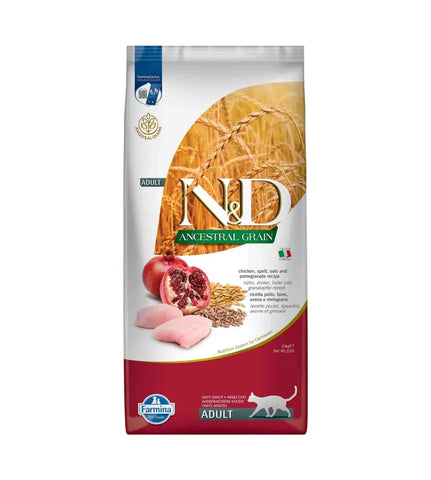 N&D Düşük Tahıllı Tavuk ve Narlı Yetişkin Kedi Maması 10 Kg