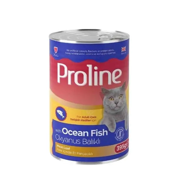 Proline Pate İçinde Et Parçacıklı Okyanus Balıklı Yetişkin Konserve Kedi Maması 395 Gr