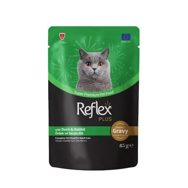 Reflex Plus Sos İçinde ördekli ve Tavşanlı Pouch Yetişkin Konserve Kedi Maması 85 Gr