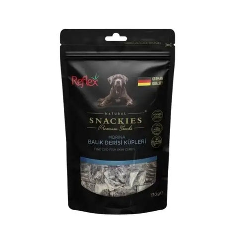 Reflex Snackies Natural Morina Balık Derisi Küpleri Tahılsız Köpek ödül Maması 130 Gr