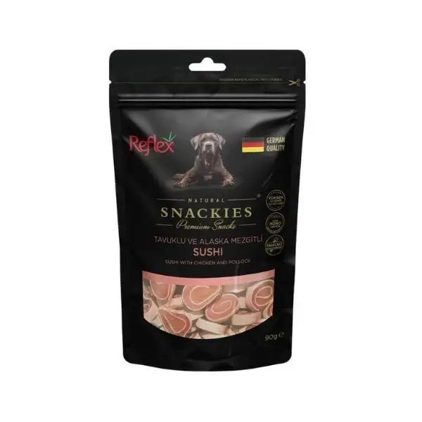 Reflex Snackies Natural Tavuklu ve Balıklı Sushi Tahılsız Köpek ödül Maması 90 Gr