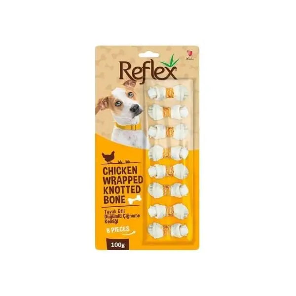 Reflex Tavuk Etli çift Düğümlü Sekizli çiğneme Kemiği Köpek ödülü 100 Gr