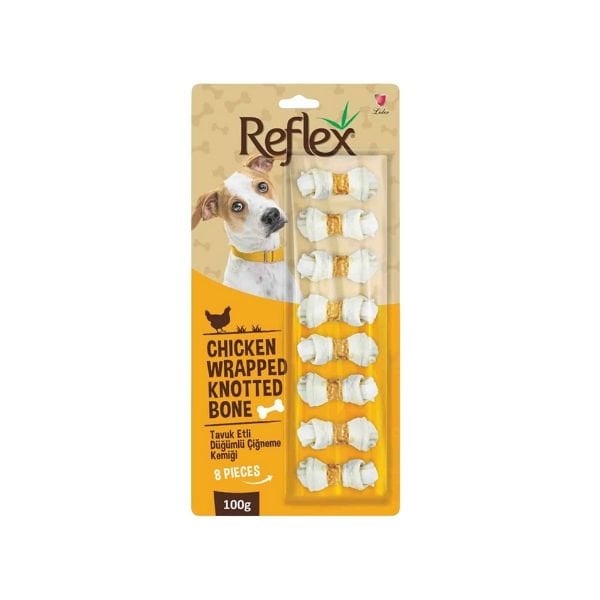 Reflex Tavuk Etli Düğümlü Sekizli Çiğneme Kemiği Köpek Ödülü 1 Adet 100 Gr