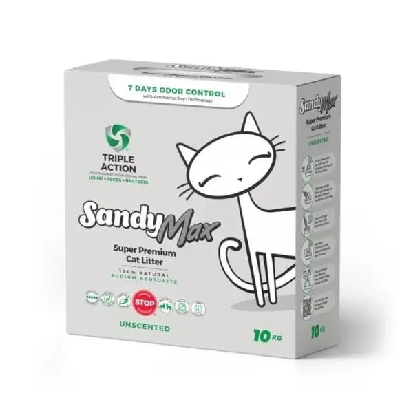 Sandy Max Triple Action Tozsuz Topaklanan Bentonit Doğal Kedi Kumu 10 Kg