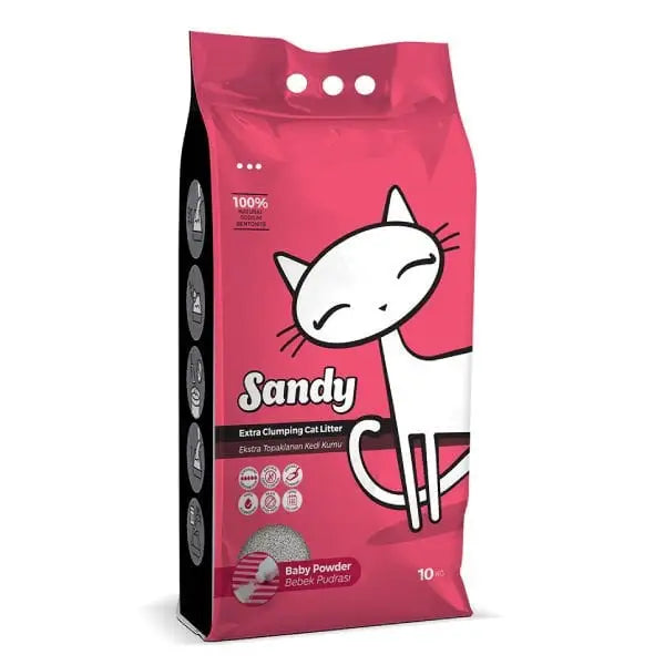 Sandy Sodyum Ultra Topaklaşan Bebek Pudralı Doğal Kedi Kumu 10 Kg