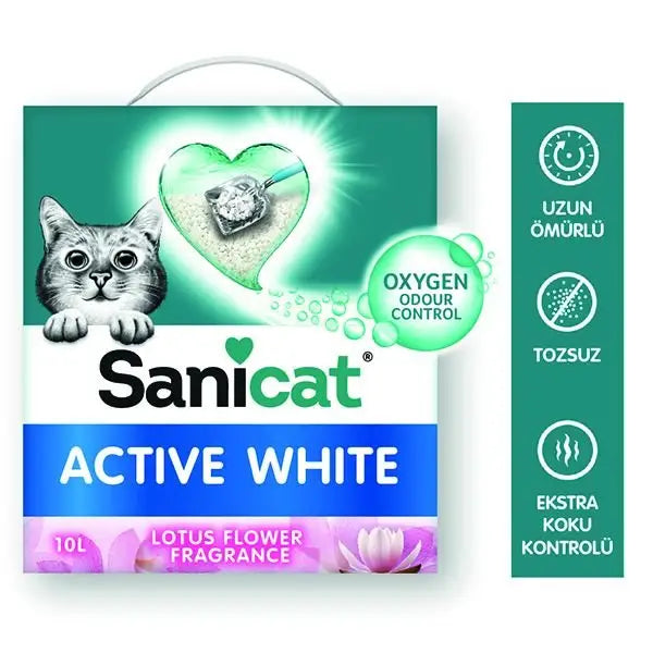 Sanicat Active White Lotus çiçeği Kokulu Doğal Kedi Kumu 10 Lt