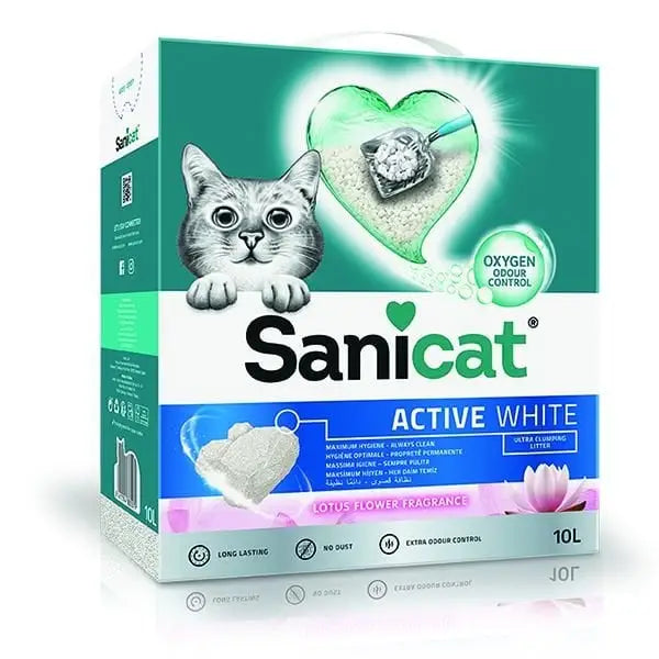 Sanicat Active White Lotus çiçeği Kokulu Doğal Kedi Kumu 10 Lt