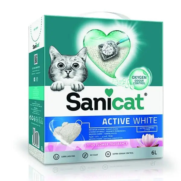 Sanicat Active White Lotus çiçeği Kokulu Doğal Kedi Kumu 6 Lt