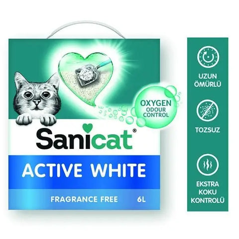 Sanicat Active White Ultra Topaklanan Doğal Kedi Kumu 6 Lt