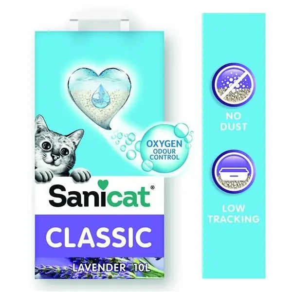 Sanicat Classic Oksijen Kontrollü Lavantalı Ultra Emici Doğal Kedi Kumu 10 Lt