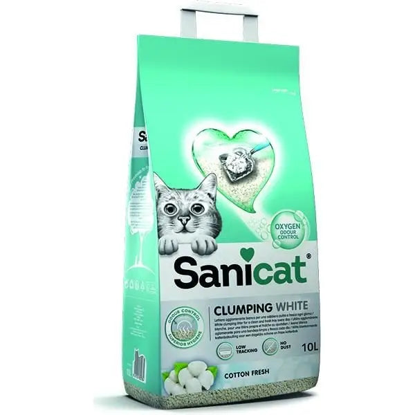 Sanicat Clumping White Cotton Oksijen Kontrol Topaklanan Kedi Kumu 10 Lt