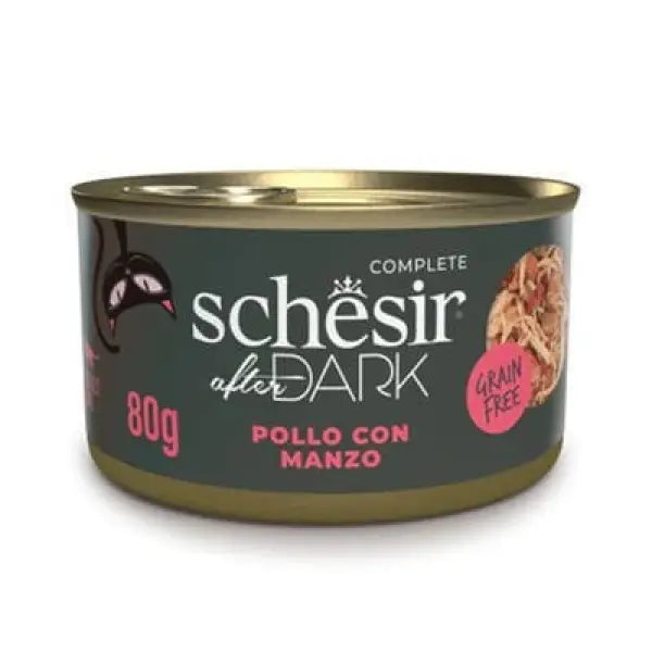 Schesir After Dark Et Suyu Içinde Tavuklu ve Sığır Etli Yetişkin Kedi Konservesi 80 Gr