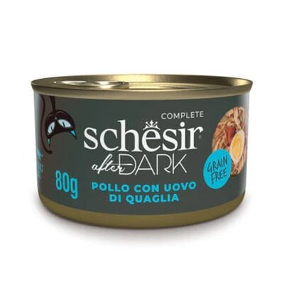 Schesir After Dark Et Suyu içinde Tavuklu ve Bıldırcın Yumurtalı Yetişkin Kedi Konservesi 1 Adet 80 Gr