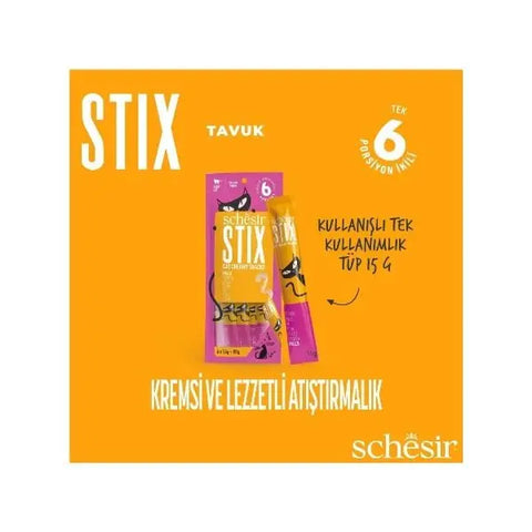 Schesir Cat Stick Tavuklu Sıvı Kedi ödül Maması 6 Adet 15 Gr