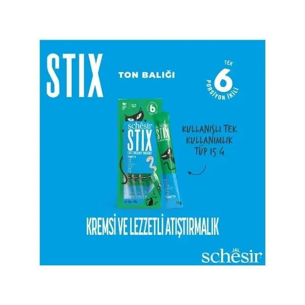 Schesir Cat Stick Ton Balıklı Sıvı Kedi ödül Maması 6 Adet 15 Gr