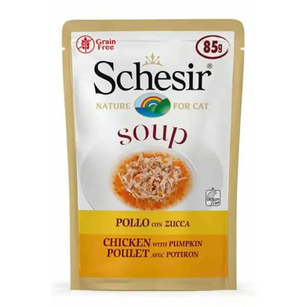 Schesir For Cat Tavuklu ve Balkabaklı Tahılsız Yetişkin Kedi çorbası 85 Gr