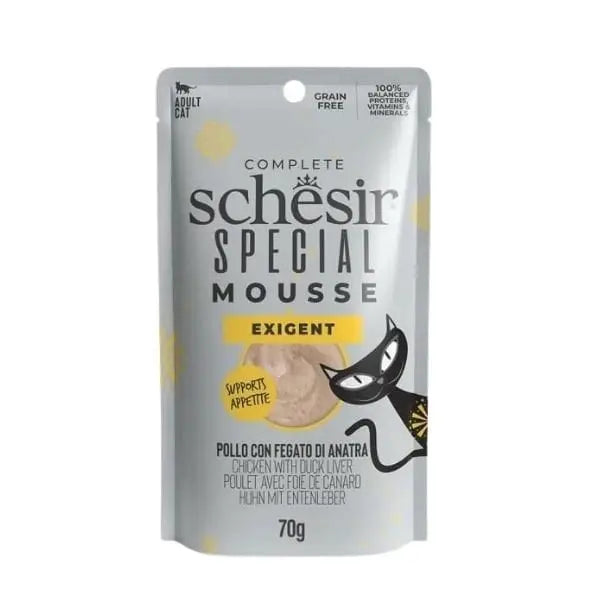 Schesir Special Mousse Tavuklu ve ördek Ciğerli Pouch Yetişkin Konserve Kedi Maması 70 Gr