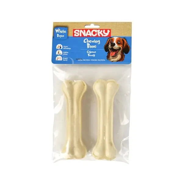 Snacky Beyaz Preslenmiş Yüksek Proteinli Köpek çiğneme Kemiği 2 Adet 95 Gr