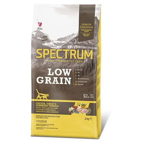 Spectrum Düşük Tahıllı Tavuklu Hindili ve Kızılcıklı Yetişkin Kedi Maması 2 Kg + 600 Gr