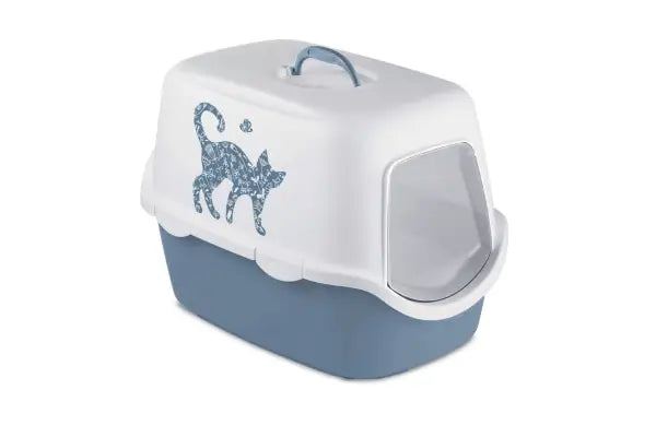 Stefanplast Cathy Griffe Kedi Desenli Kapalı Tuvaleti Beyaz/mavi 56x40x40 Cm