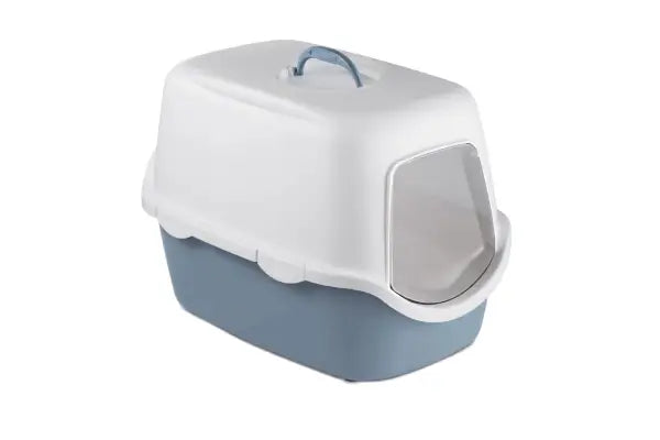 Stefanplast Cathy Kapalı Kedi Tuvaleti Beyaz/mavi 56x40x40 Cm