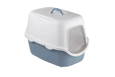 Stefanplast Cathy Kapalı Kedi Tuvaleti Beyaz/mavi 56x40x40 Cm