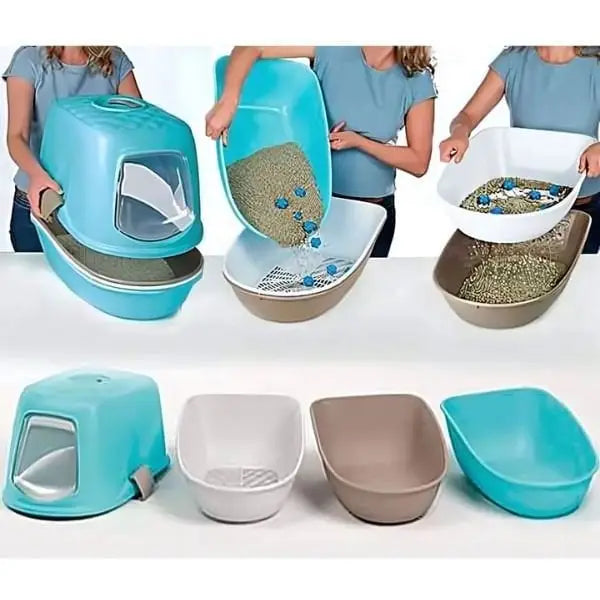 Stefanplast Furba Top Chic Elekli Kapalı Kedi Tuvaleti Beyaz/yeşil 58.5x39.4x42 Cm
