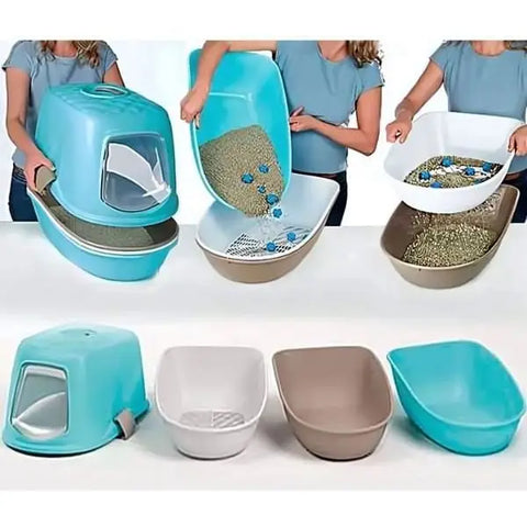 Stefanplast Furba Top Chic Elekli Kapalı Kedi Tuvaleti Beyaz/yeşil 58.5x39.4x42 Cm