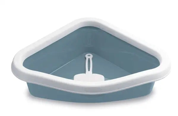 Stefanplast Sprint Corner Köşeli Açık Kedi Tuvaleti Beyaz/mavi 56x40x14 Cm