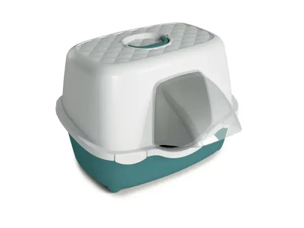 Stefanplast Tres Chic Karbon Filtreli Kapalı Kedi Tuvaleti Beyaz/yeşil 56x54.5x39 Cm