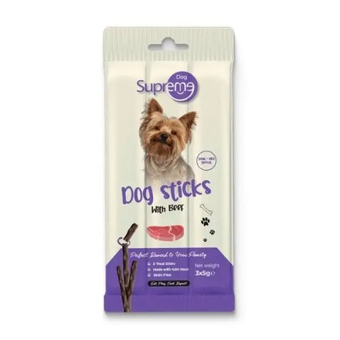 Supreme Dog Sığır Etli küçük Irk Stick Köpek ödül Maması 3x5 Gr