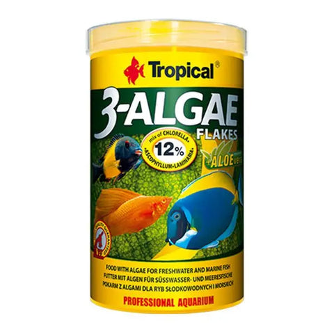 Tropical 3-algae Flakes Tatlı ve Tuzlu Su Balıkları için Alg İçeren Balık Yemi 250 Ml 50 Gr