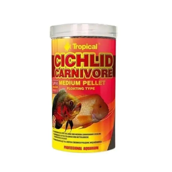 Tropical Cichlid Carnivore Pellet Etobur Balıkları için Renklendirici Balık Yemi Medium 250 Gr