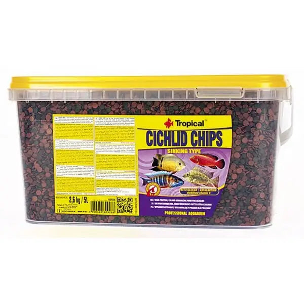 Tropical Cichlid Chips Balıkları için Renklendirici Cips Balık Yemi 5 Lt 2.6 Kg