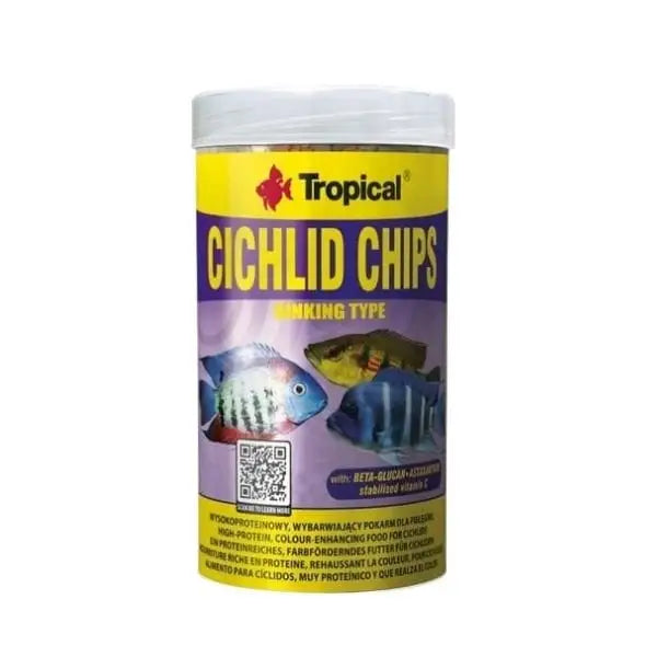 Tropical Cichlid Chips Balıkları için Renklendirici Cips Balık Yemi 1000 Ml 520 Gr