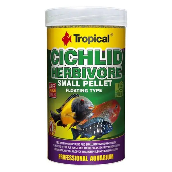 Tropical Cichlid Herbivore Pellet Otobur için Balık Yemi Small 1000 Ml 360 Gr