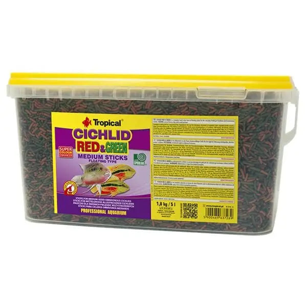 Tropical Cichlid Red Green Sticks Balıkları için Renklendirici çubuk Balık Yemi Medium 10 Lt 3.6 Kg